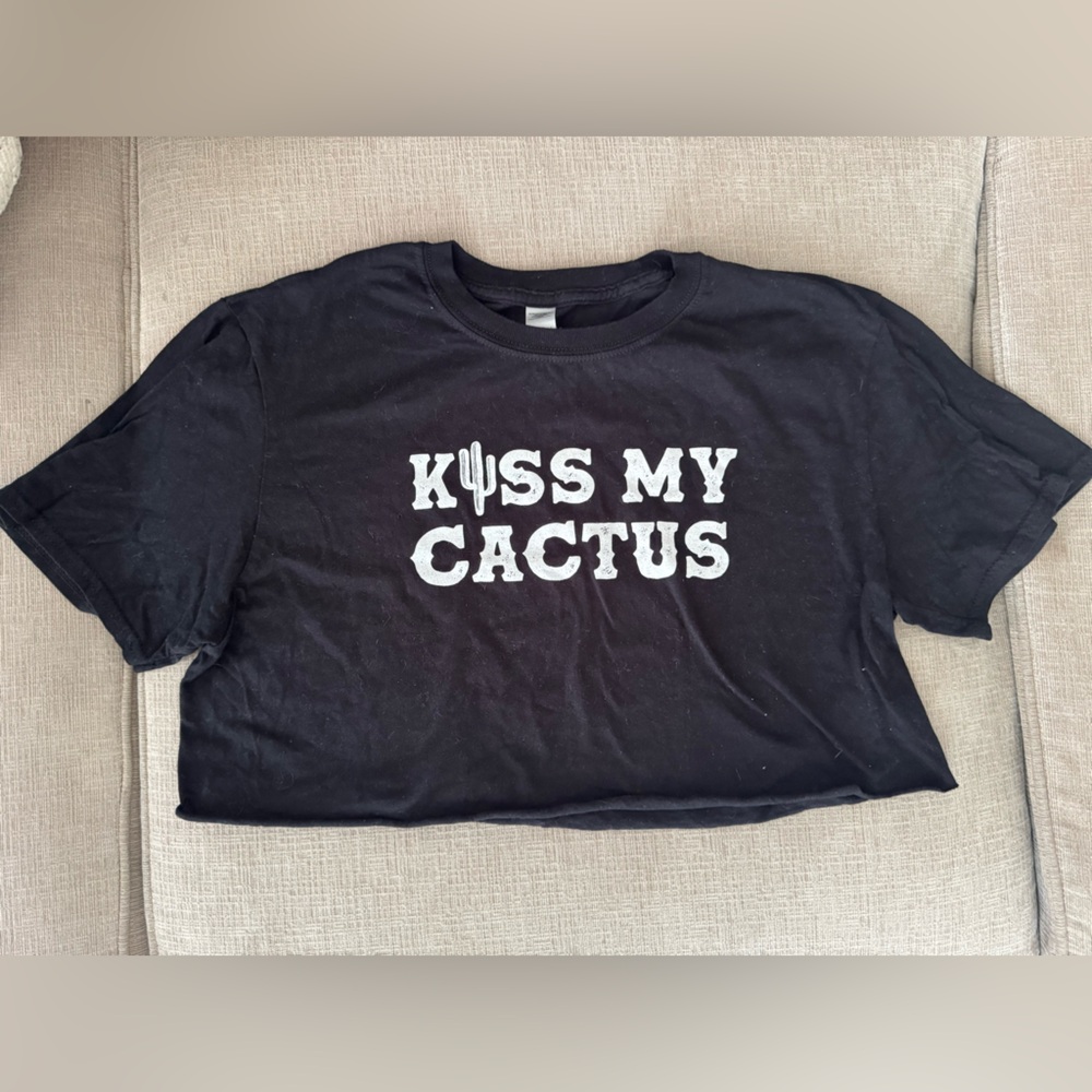 Black Crop Top - Kiss My Cactus
